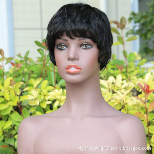 Wave black cheap wholesale short glueless private label inch bob pixie cut brazilian 100% raw human hair wig black women